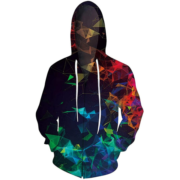 Colorful Diamond Zip Up Hoodie