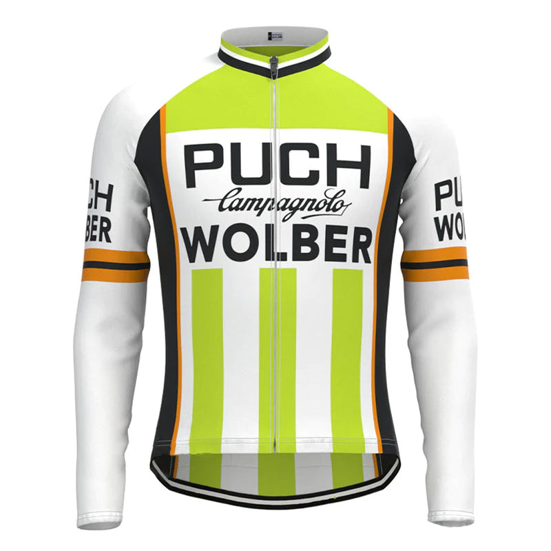 Puch Wolber Green Vintage Long Sleeve Cycling Jersey Top