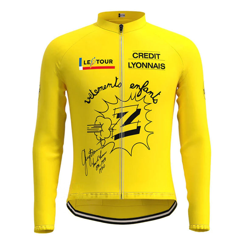 Z Vêtements Yellow Vintage Long Sleeve Cycling Jersey Top