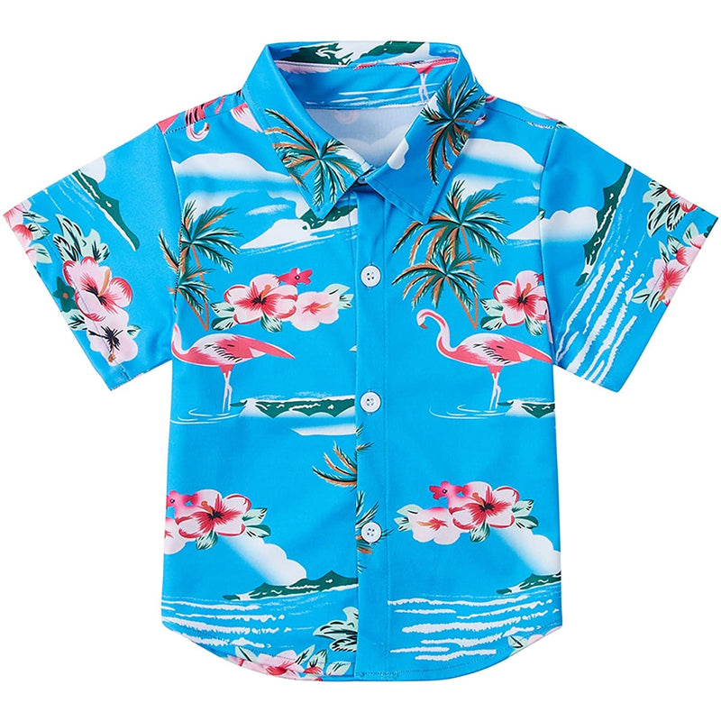 Hawaii Flamingo Blue Funny Toddler Hawaiian Shirt