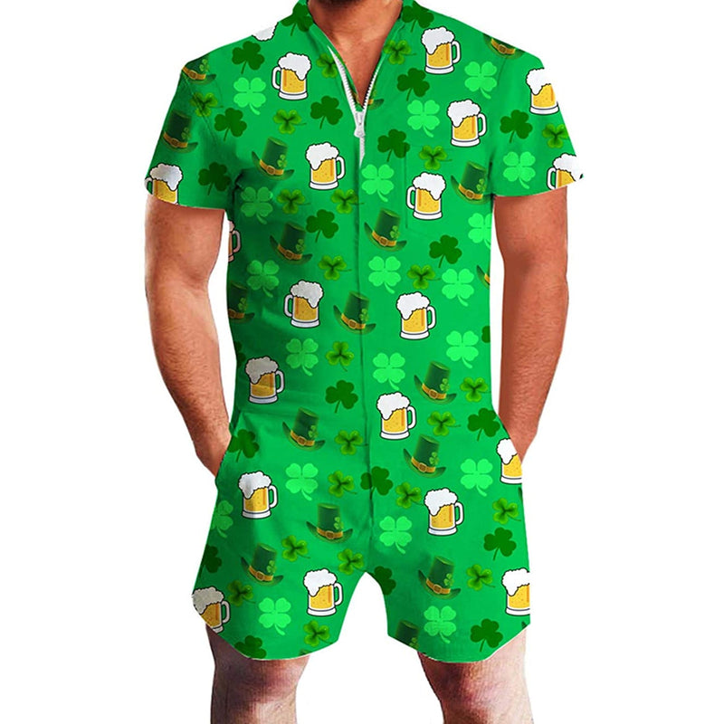 St. Patrick's Day Clover Beer Male Romper