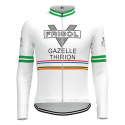 Frisol White Vintage Long Sleeve Cycling Jersey Top