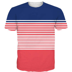 Blue White Red Stripe T Shirt