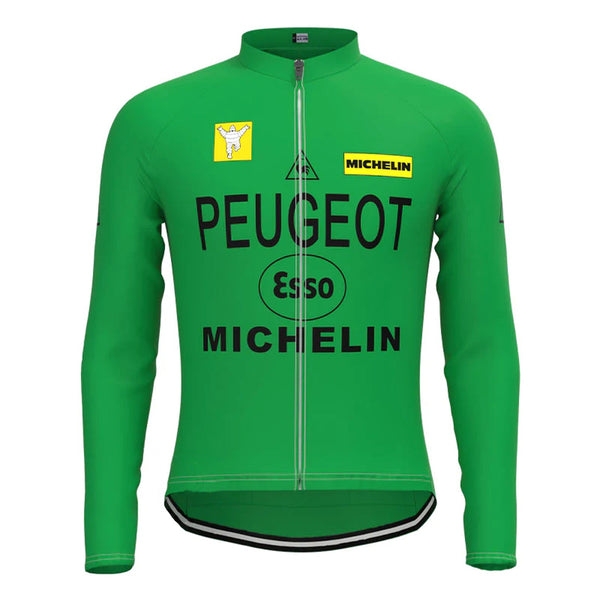 Peugeot Green Vintage Long Sleeve Cycling Jersey Top