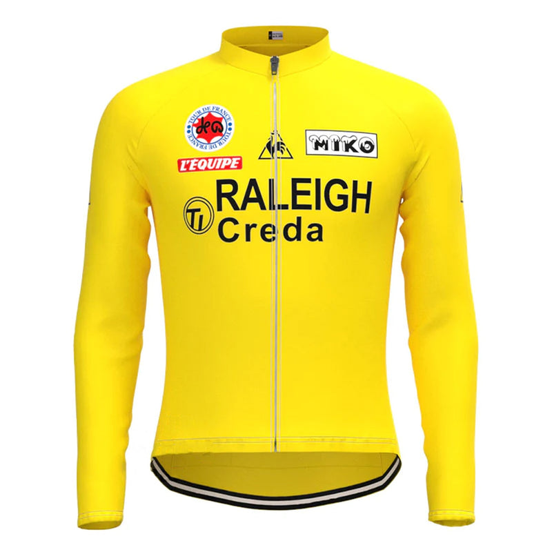 TI RALEIGH Yellow Vintage Long Sleeve Cycling Jersey Matching Set