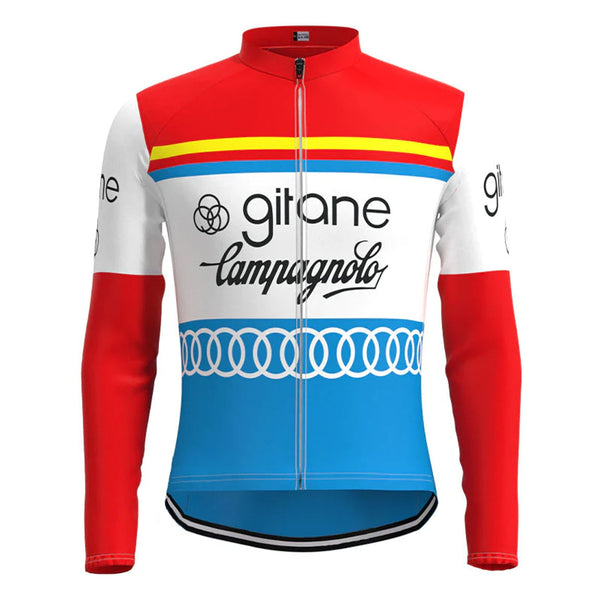 Gitane Red Blue Long Sleeve Vintage Cycling Jersey Top