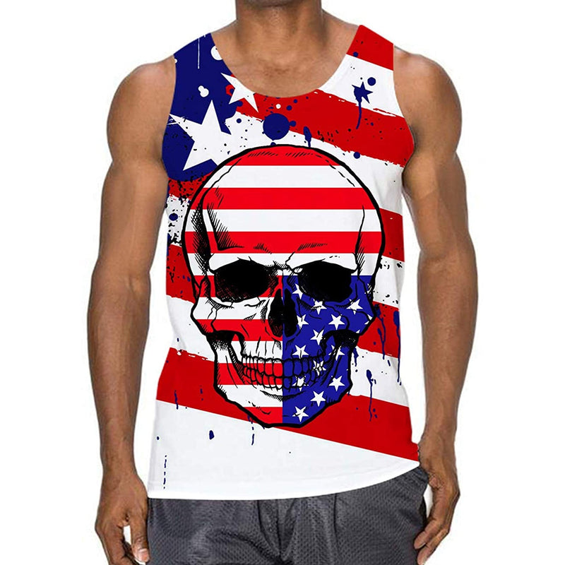 American Flag Skull Funny Tank Top