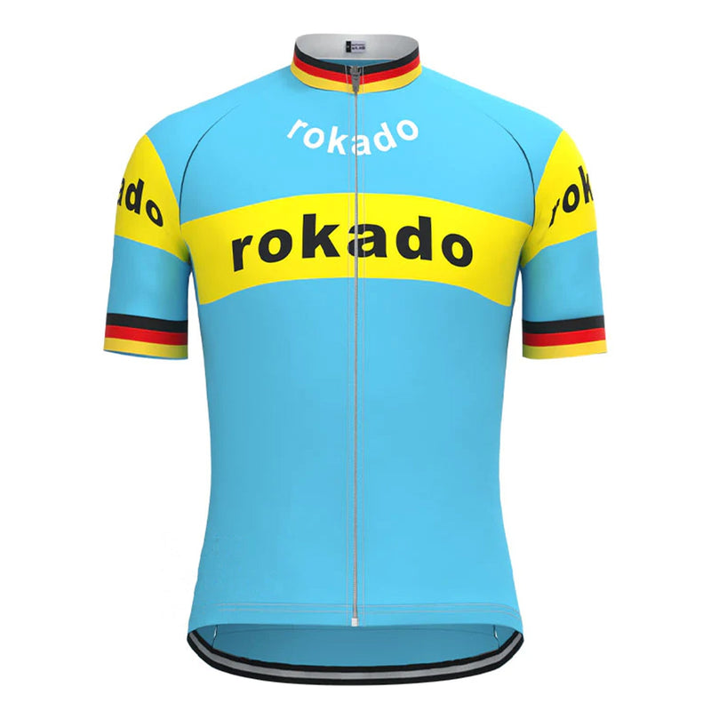 Rokado Blue Vintage Short Sleeve Cycling Jersey Top