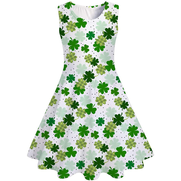St Patrick's Day Leaf Clover Funny Girl Dress