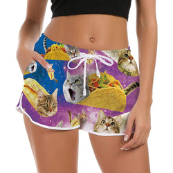 Taco Cat Funny Board Shorts for Women