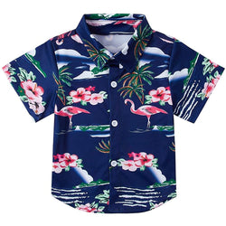 Flamingos Navy Funny Toddler Hawaiian Shirt