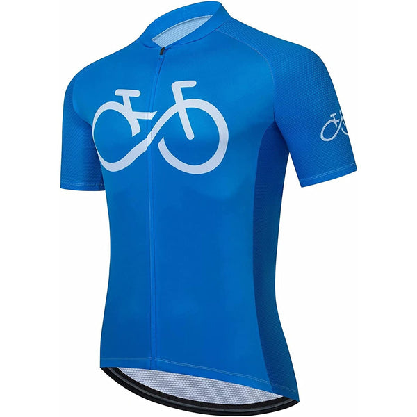 Blue Short Sleeve Men Funny MTB Short Sleeve Cycling Jersey Top