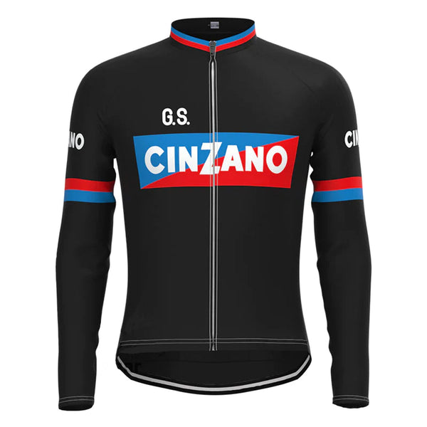 CINZANO Black Vintage Long Sleeve Cycling Jersey Top