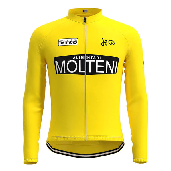 Molteni Yellow Vintage Long Sleeve Cycling Jersey Top