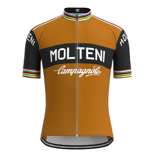 Molteni Brown Black Vintage Short Sleeve Cycling Jersey Top
