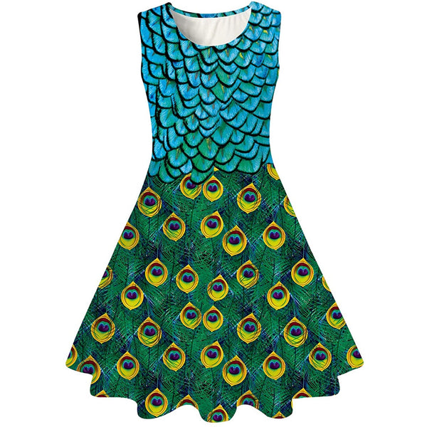 Blue Peacock Funny Girl Dress