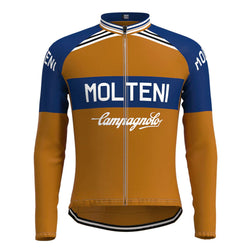 Molteni Brown Blue Vintage Long Sleeve Cycling Jersey Top