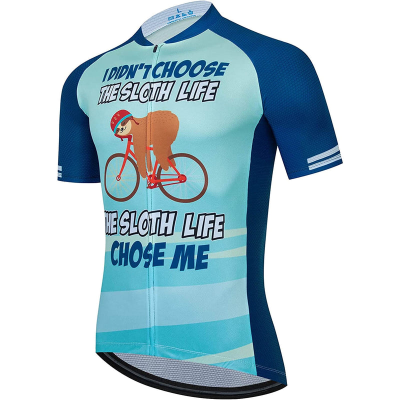 Sloth Men Funny MTB Short Sleeve Cycling Jersey Top