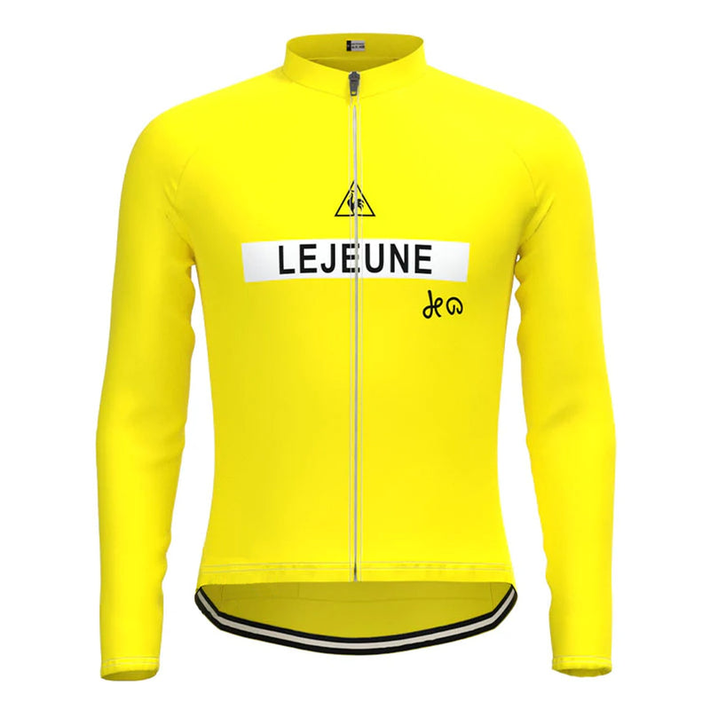 Lejeune Yellow Vintage Long Sleeve Cycling Jersey Top