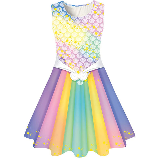 fun dresses Rainbow Stripes Funny Dress for Women 2XL 13 Years Material Funny Girl Dress Forest
