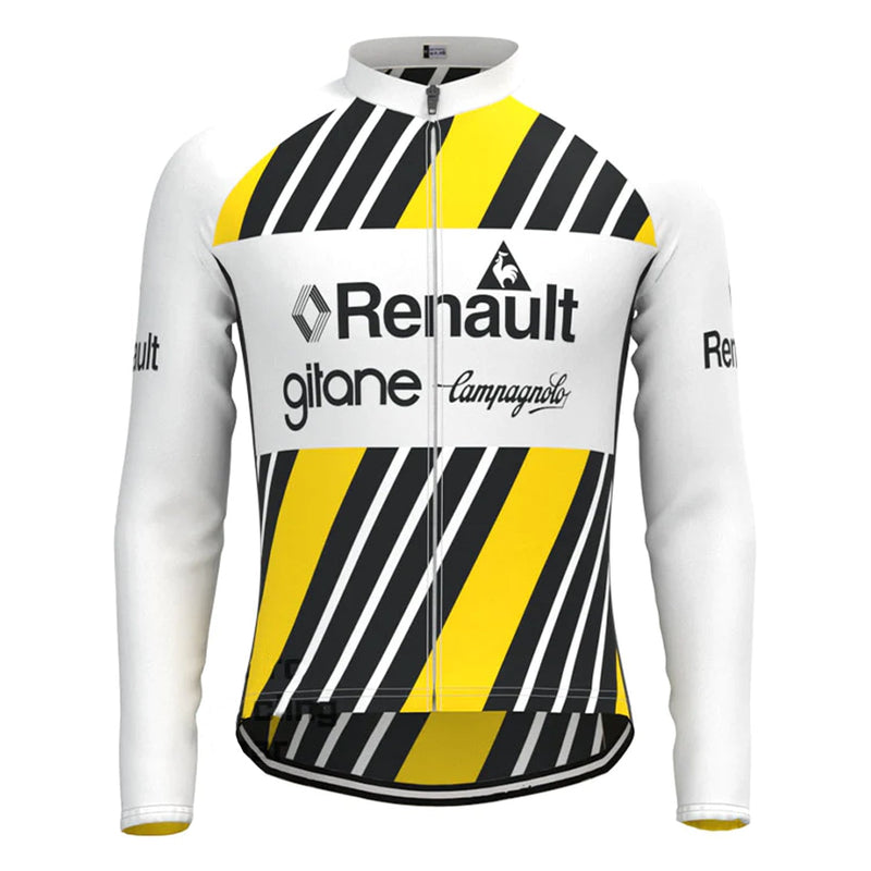 Renault gitane Yellow Vintage Long Sleeve Cycling Jersey Top