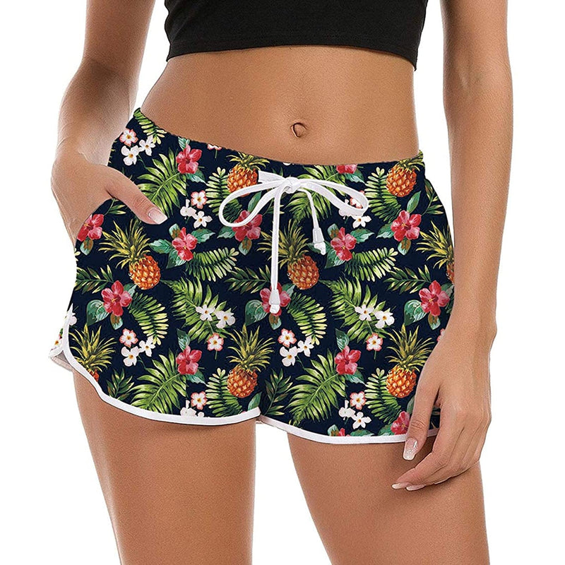 Floral Pineapple Funny Board Shorts for Women