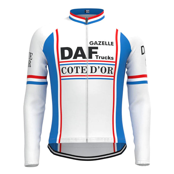 DAF Trucks White Vintage Long Sleeve Cycling Jersey Top