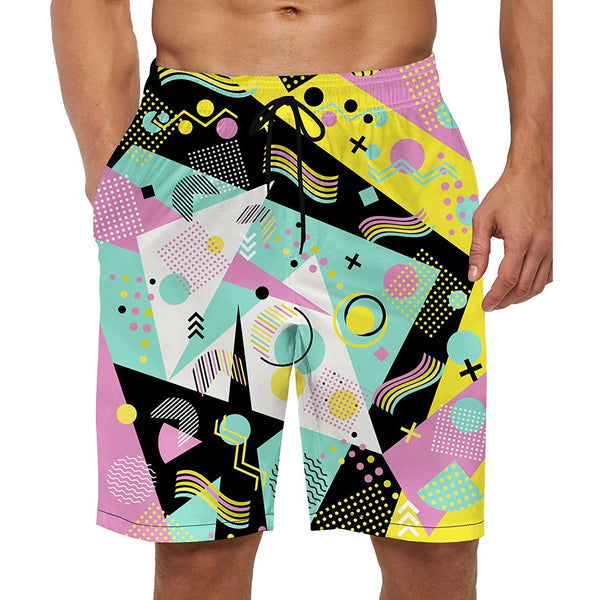 Geometry Yellow Funny Swim Trunks