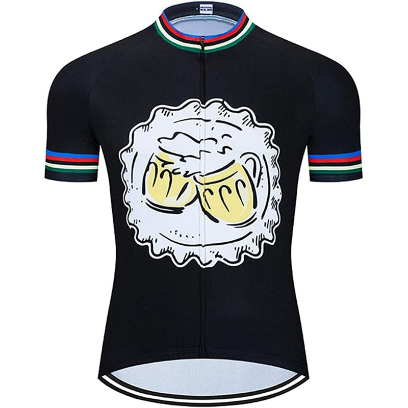 Paint Beer Black Men Funny MTB Short Sleeve Cycling Jersey Top