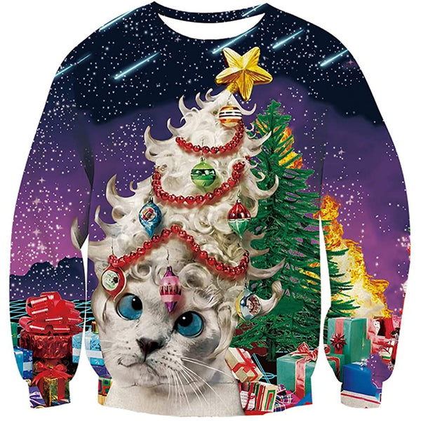 Christmas Tree Cat Ugly Christmas Sweater