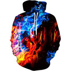 Blue & Red Flame Funny Hoodie