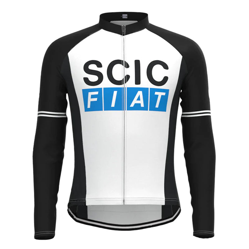 SCIC Black White Vintage Long Sleeve Cycling Jersey Top