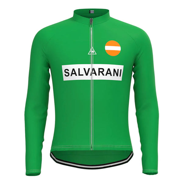 Salvarani Green Vintage Long Sleeve Cycling Jersey Top