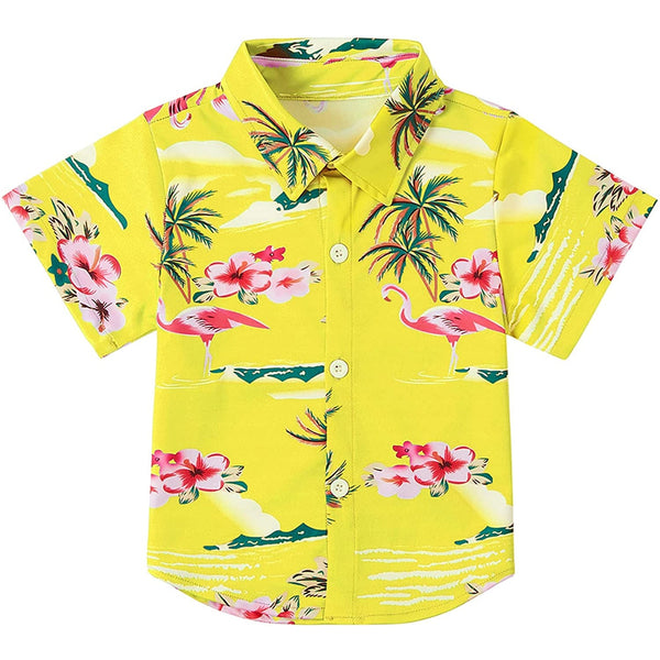 Hawaiian Flamingo Yellow Funny Toddler Hawaiian Shirt