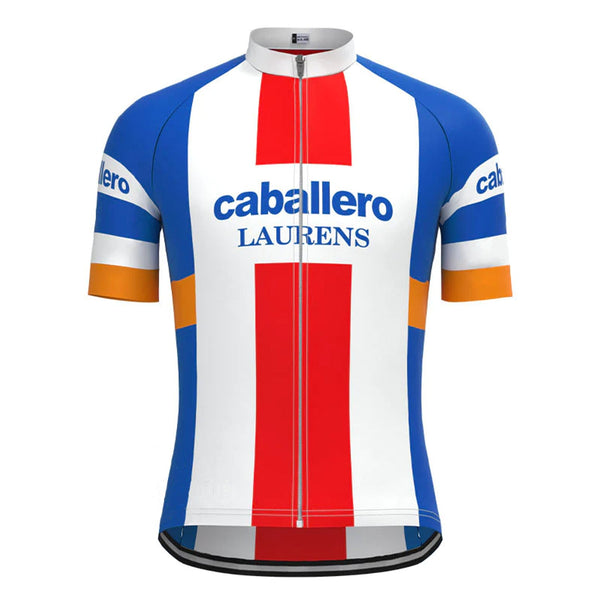 Caballero Blue White Red Short Sleeve Vintage Cycling Jersey Top