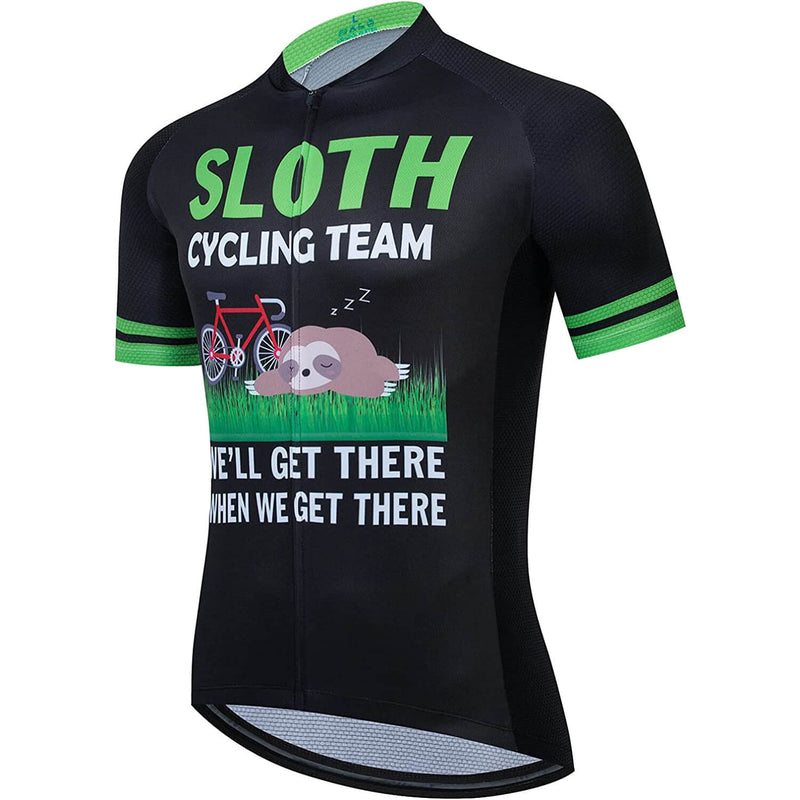 Sleepy Sloth Men Funny MTB Short Sleeve Cycling Jersey Top