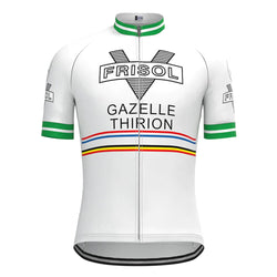 Frisol Green Yellow Short Sleeve Vintage Cycling Jersey Top