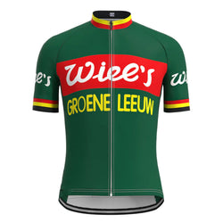 Wiee's Groene Leeuw Green Vintage Short Sleeve Cycling Jersey Top