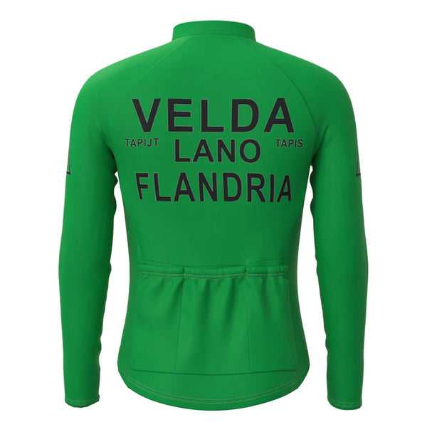 Flandria Velda Lano Green Vintage Long Sleeve Cycling Jersey Top