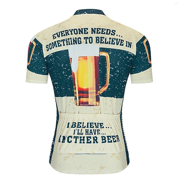 Beer Yellow Men Funny MTB Short Sleeve Cycling Jersey Top