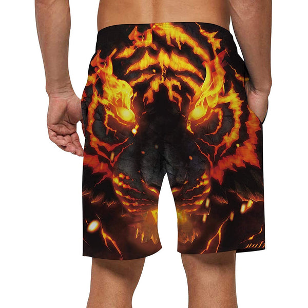 Flame Tiger Funny Swim Trunks