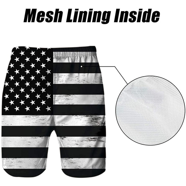 Black American Flag Funny Swim Trunks