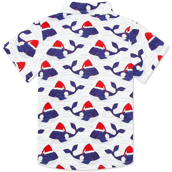 Christmas Hat Whale Funny Toddler Hawaiian Shirt