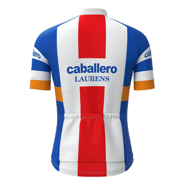 Caballero Blue White Red Short Sleeve Vintage Cycling Jersey Top