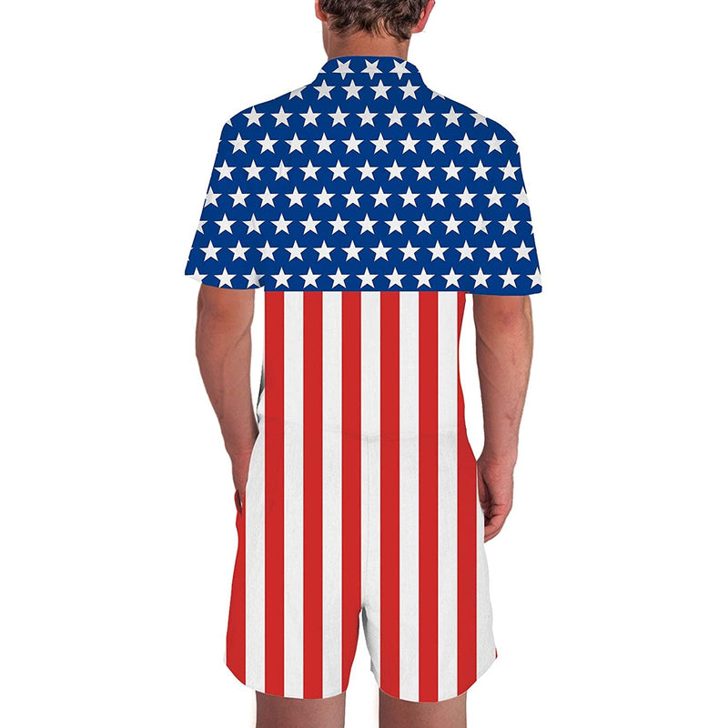 American Flag Patriotic Male Romper