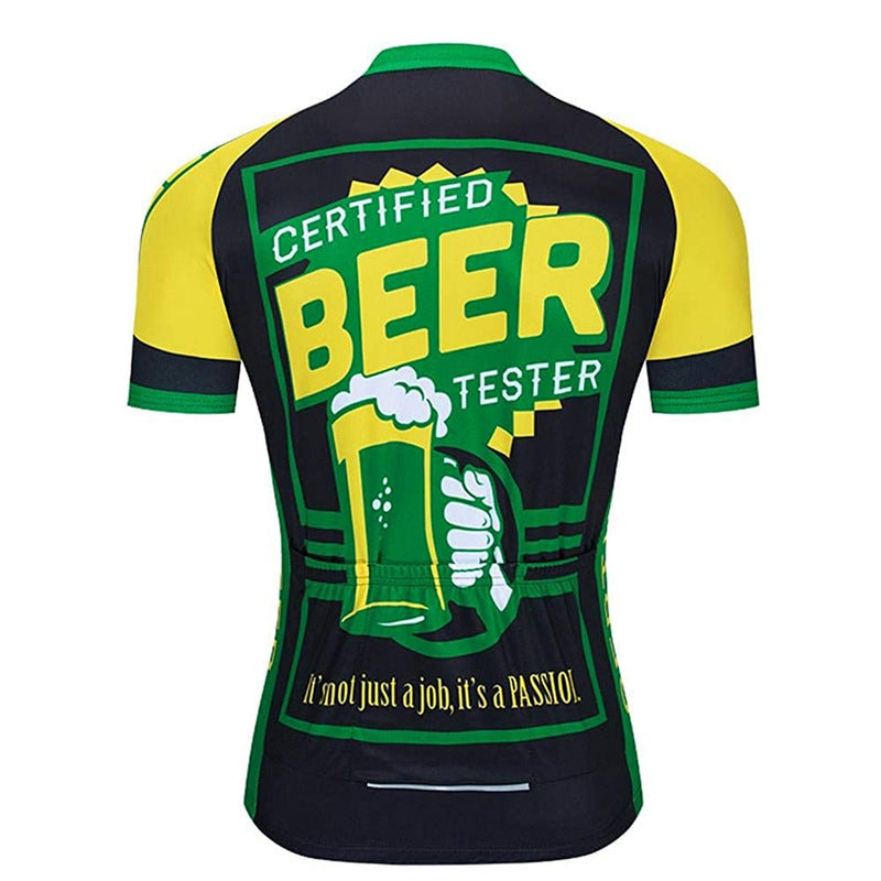 Certified Beer Tester Men Funny MTB Short Sleeve Cycling Jersey Top