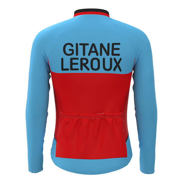 GITANE Leroux Blue Red Long Sleeve Vintage Cycling Jersey Top