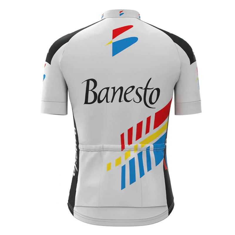 Banesto White Vintage Short Sleeve Cycling Jersey Top