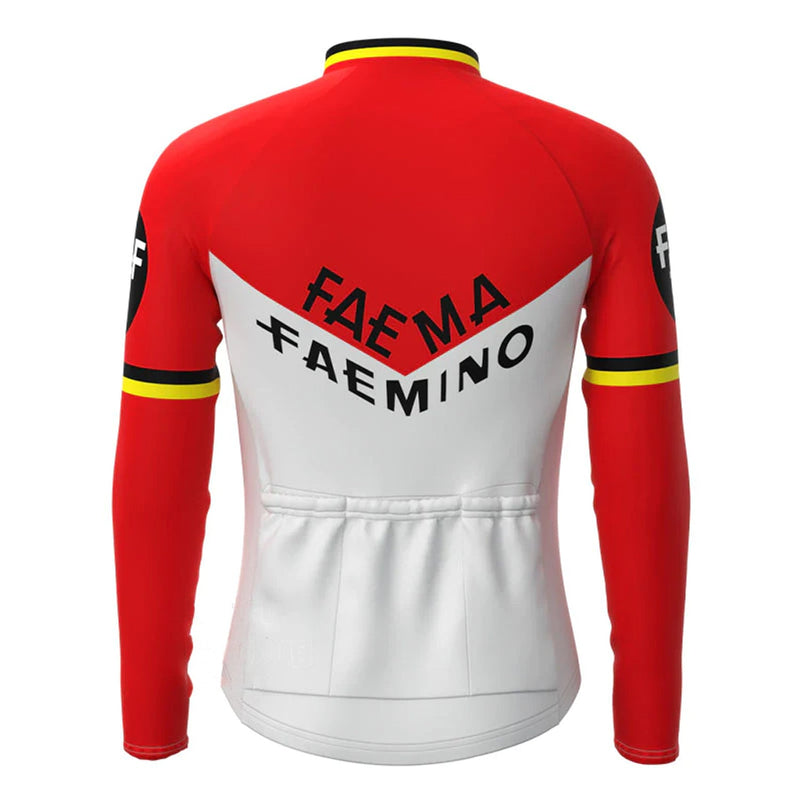 Faema Red White Vintage Long Sleeve Cycling Jersey Top