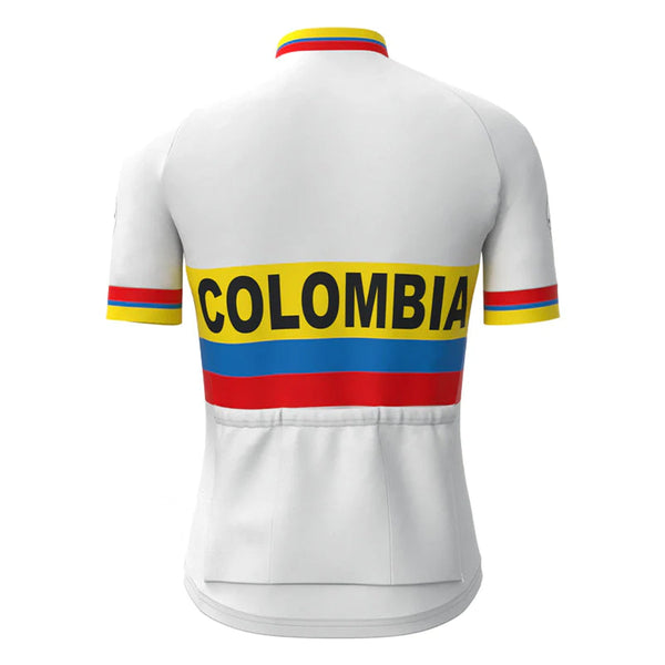 Colombia White Vintage Short Sleeve Cycling Jersey Top